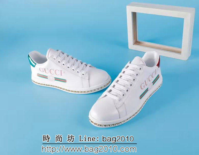 GUCCI古馳 新一季爆單款 頂級版本 3D印花 舒適時尚潮流 女士小白鞋水鑽 QZS1436